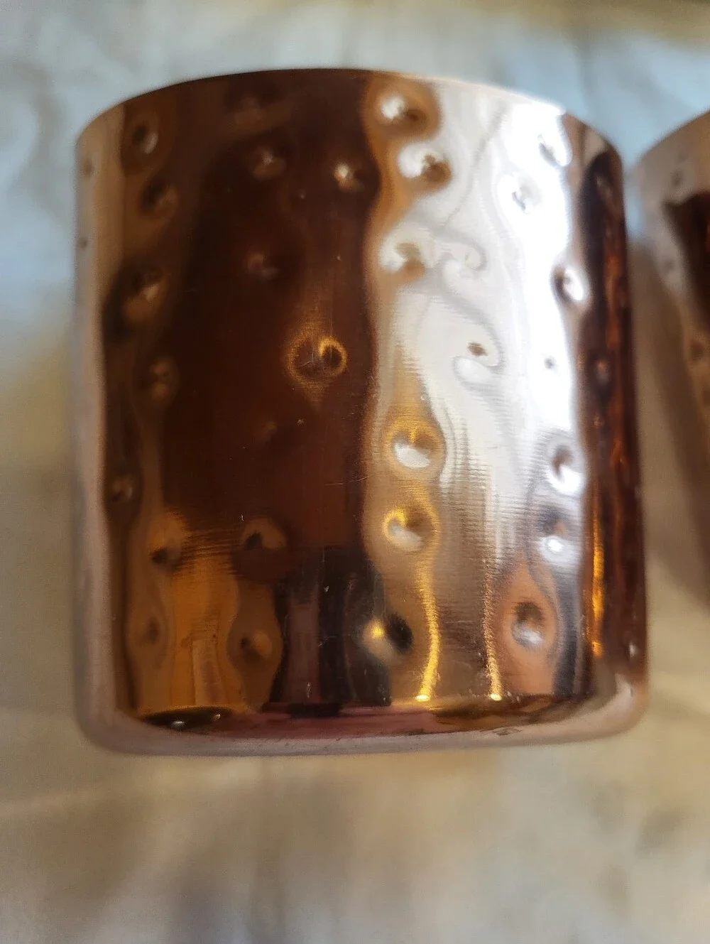 Acopa Set Of Two  12 Oz Hammered Copper Accent Holder - Rose Copper Finish